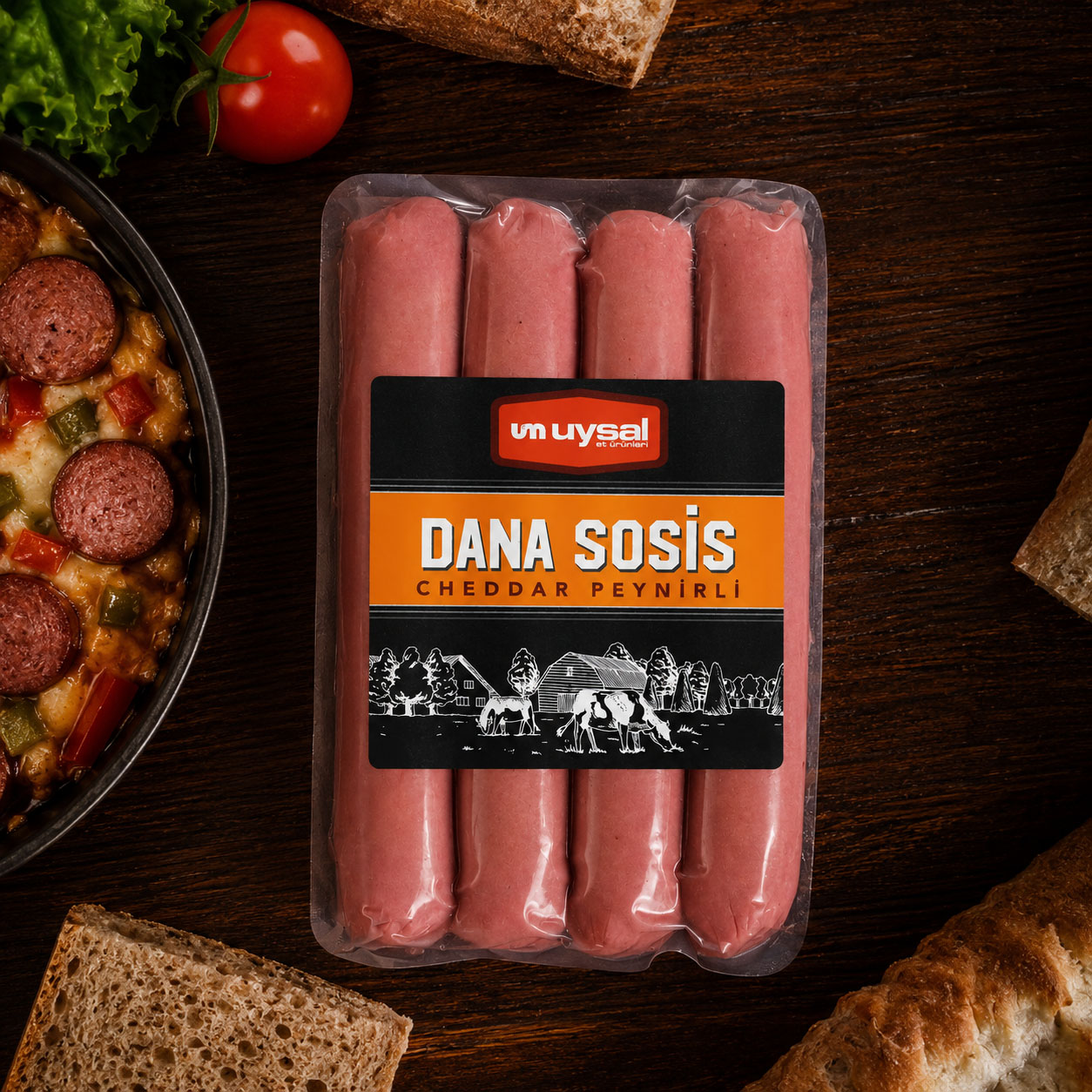 Cheddar Peynirli Dana Sosis